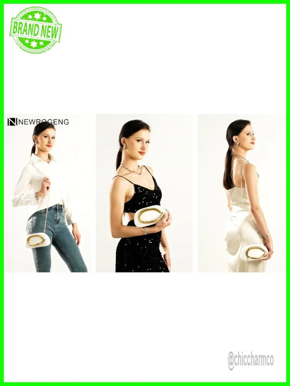 Marble Acrylic Clutch with Chain for Women Evening Handbag Party Purse